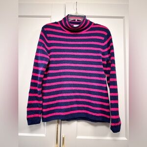 J. Crew || Cozy Rollneck Pullover Navy & Pink sweater